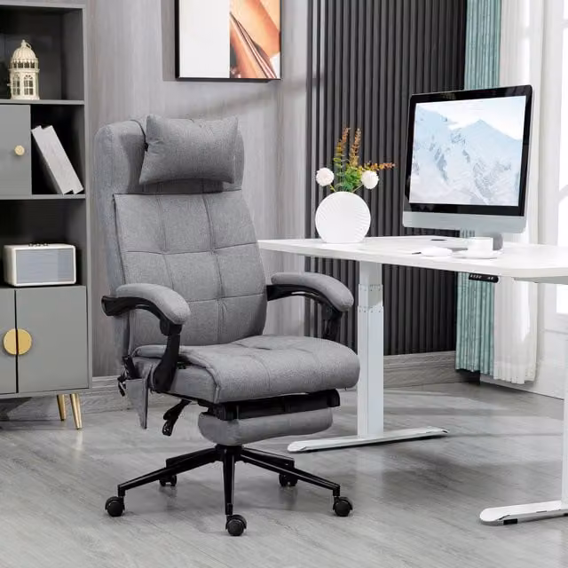 Vinsetto Grey Fabric Executive Massage Chair with Heat and Headrest