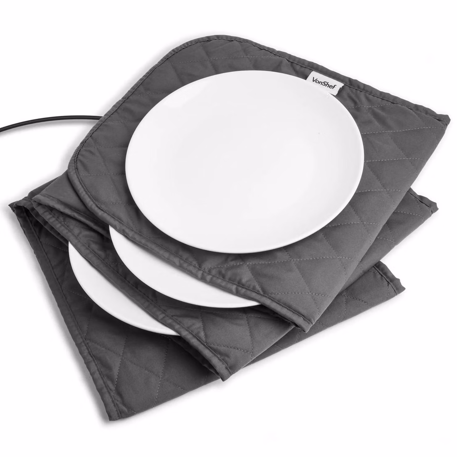 VonShef Electric Plate Warmer in Grey, 200W Compact 12-Plate Heater with Overheat Protection – 7