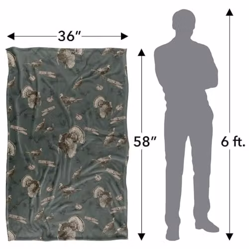JQ Licensing Turkey Hunting Pattern Super Soft Fleece Throw Blanket, Multicolour, W: 91 cm, D: 147 cm – 4