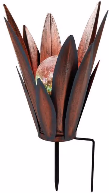 Gardenwize Solar Agave Stake Light, Colour Changing RGB LED Garden Light in Brown with Ground Spike