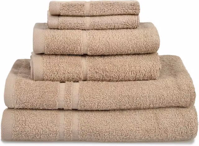 Allure Bath Fashions Hotel Essentials 6 Piece Cotton Towel Set in Beige