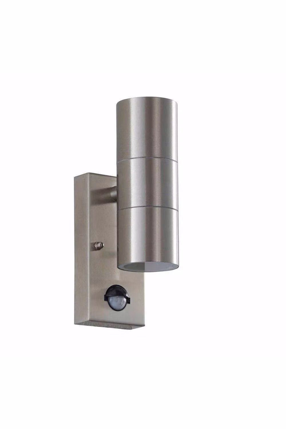 Netlighting Canon PIR 2 Light Outdoor Up Down Wall Light in Polished Stainless Steel and Clear Glass with Motion Sensor, IP44, GU10 – 3
