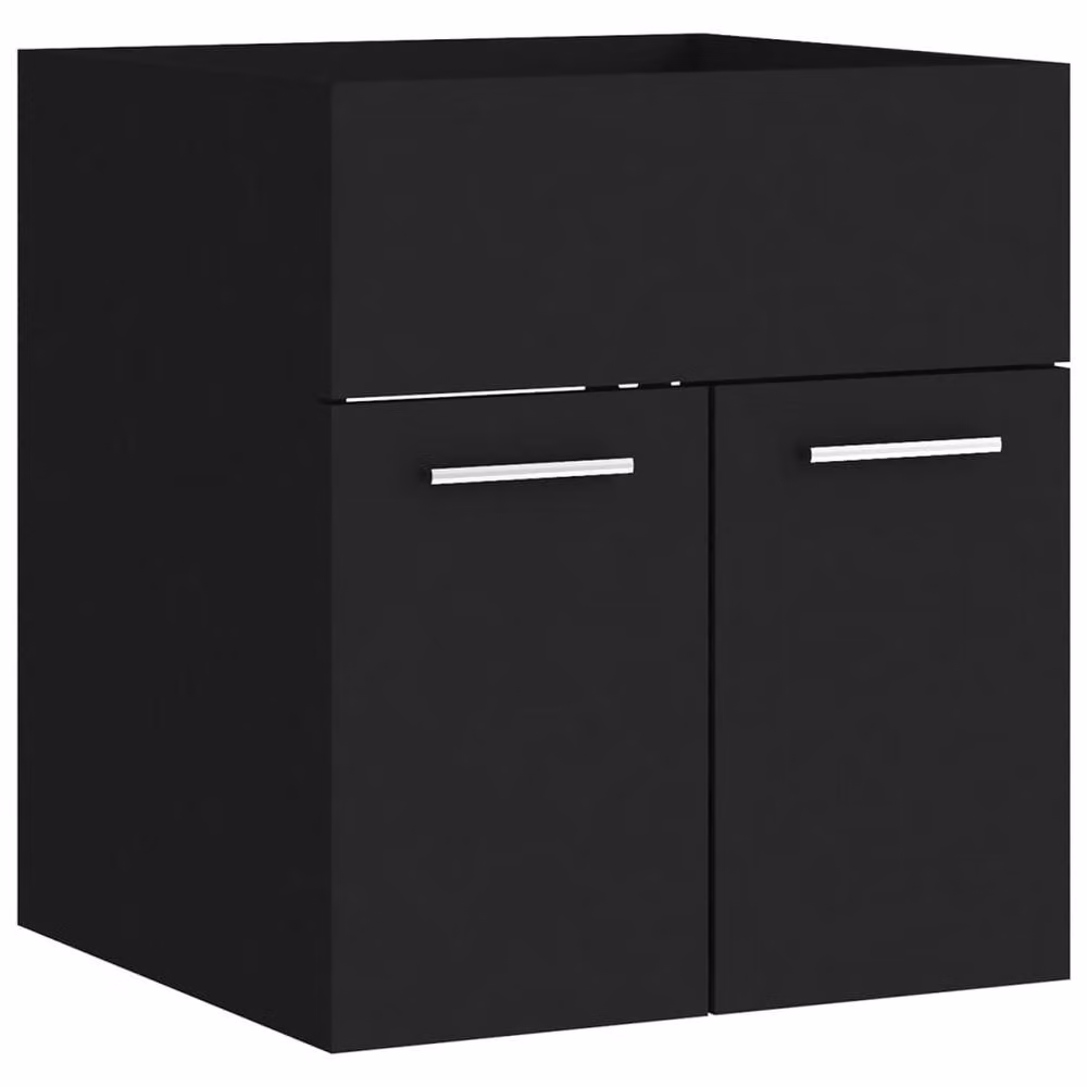 Berkfield Home Modern Black Matt Bathroom Furniture Set with Vanity Unit and Mirror Cabinet – 5