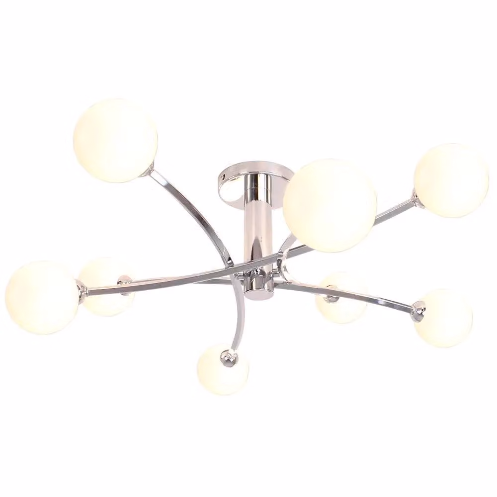 Pagazzi Lighting Bombo 8 Light Modern Ceiling Light in Polished Chrome and Silver with Glass Spheres – 2