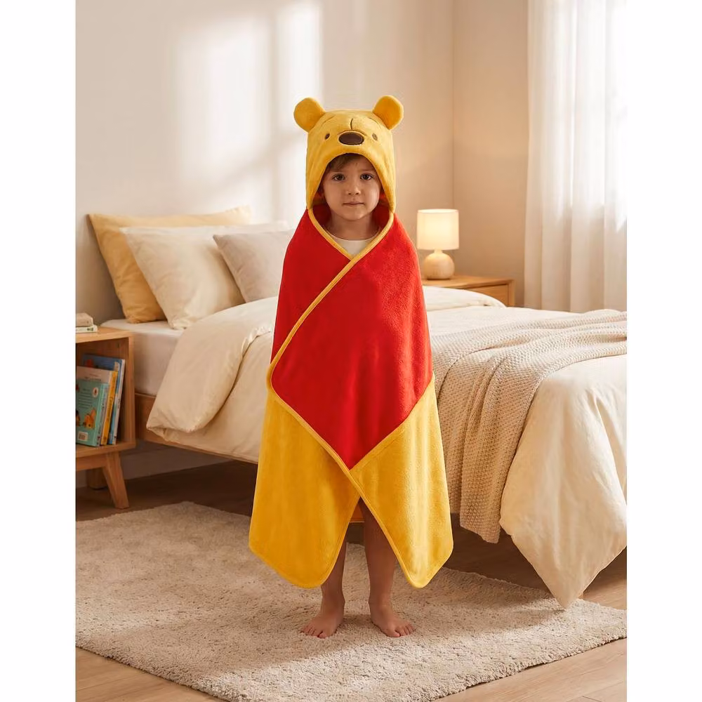 Disney Unisex Kids Fleece Hooded Blanket in Red and Yellow – 2