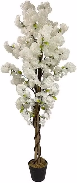 Leaf Design UK Artificial Floral Blossom Tree in White and Pink, Height: 150 cm
