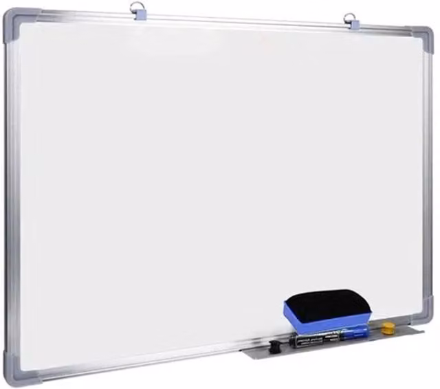 KORVIXA Magnetic Whiteboard, White, W: 90 cm, H: 60 cm