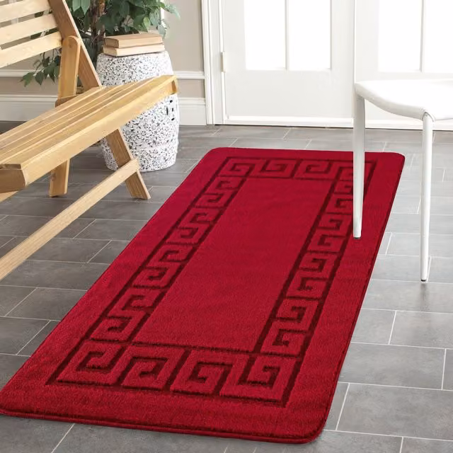 Smart Living Plain Heavy Duty Non Slip Machine Washable Hallway and Kitchen Door Mat, Red, W: 60 cm, L: 220 cm – 1
