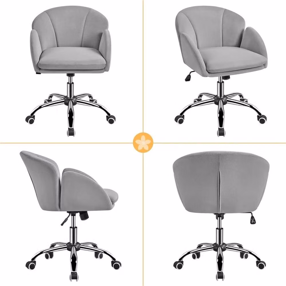Kelvenix Modern Swivel Task Chair in Light Grey with Weight Adjustment and Castors – 4