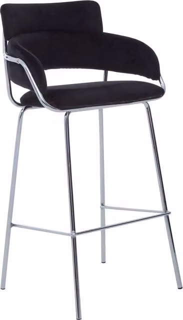 Orsina Modern Black Velvet Bar Chair with Armrests and Metal Frame