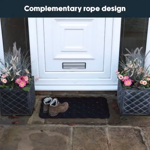 JVL Trellis Rubber Scraper Doormat, Black, W: 40 cm, D: 70 cm – 5