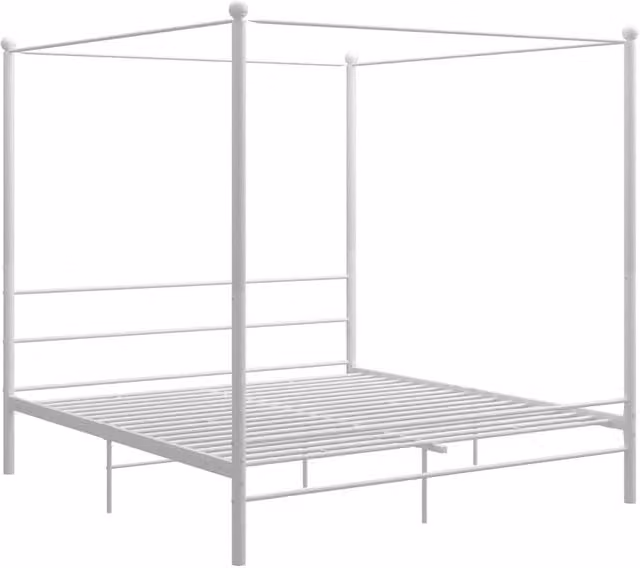 Berkfield Home White Metal Canopy Bed Frame 200 x 200 cm