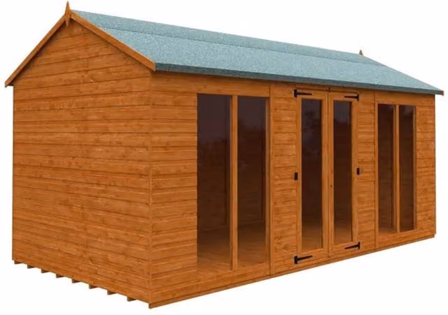 Buttercup Farm Workman Apex 12mm Full Pane Wooden Shed in Burnt Orange, W: 487.68 cm, D: 254.5 cm, H: 235.0 cm – 1