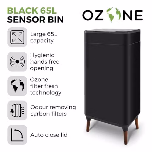 Tower T938022BLK Ozone Sensor Bin with Legs, 65L, Black – 3