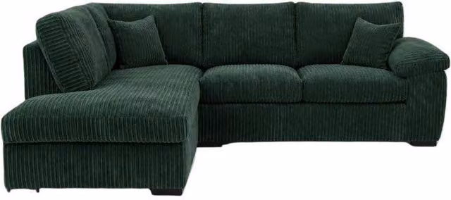 Bliss Furniture Amalfi Left Hand 4 Seater L-Shape Corner Sofa in Green Fabric