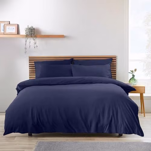 Catherine Lansfield So Soft Non-Iron Microfibre Duvet Cover and Pillowcase Set, Blue, W/D/H: 200 x 200 cm, Pillowcases: 50 x 75 cm