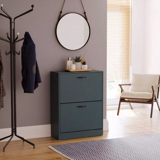 HD Designs Vida Designs Modern 2 Drawer Green Metal Shoe Cabinet – 1