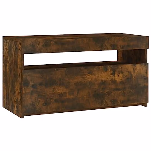 vidaXL TV Cabinet with LED Lights in Smoked Oak, Brown, W: 75 cm, D: 35 cm, H: 40 cm – 2
