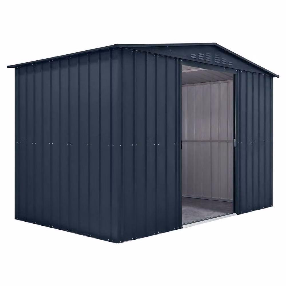 Mercia Globel Apex Galvanised Steel Metal Garden Shed in Grey, W296 x D175 x H203 cm – 1