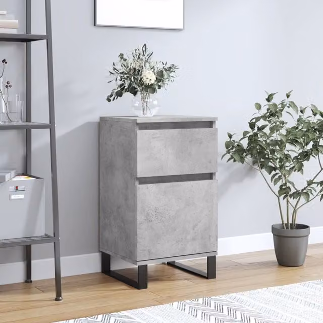 Berkfield Home Industrial Sideboard in Concrete Grey, W/D/H: 40 x 35 x 70 cm
