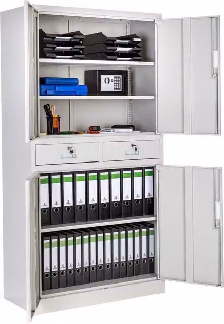 tectake Modern Metal Filing Cabinet with 2 Drawers, Grey