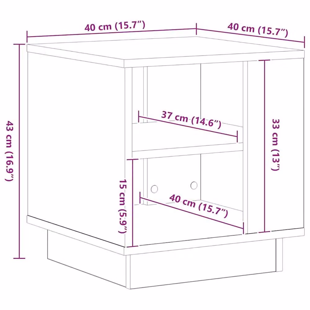 Berkfield Home Elegant Square Coffee Table in Black Oak, W/D/H: 40 x 40 x 43 cm – 6