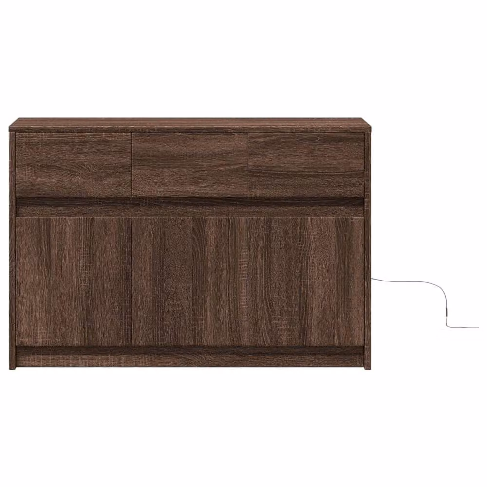 Berkfield Home Modern TV Cabinet with LED in Brown Oak, W/D/H: 91 x 34 x 61 cm – 4
