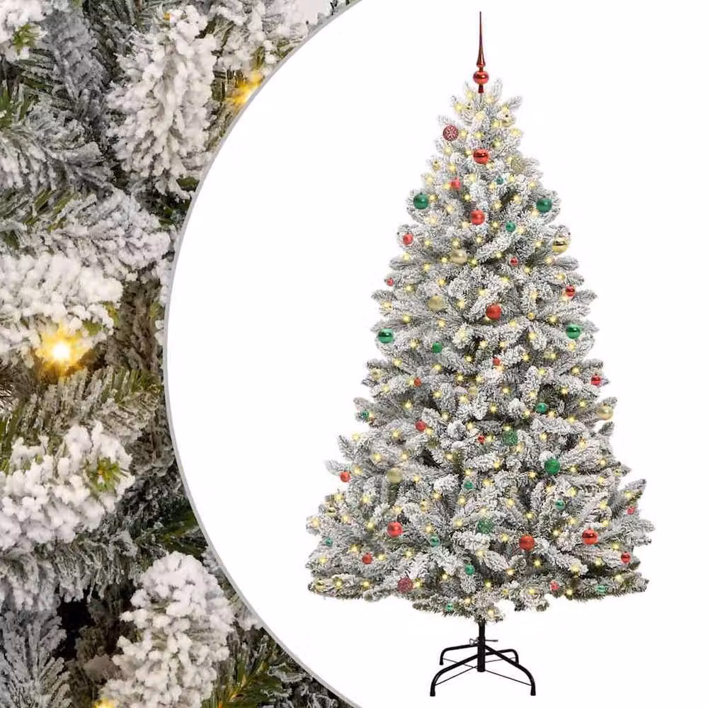 Berkfield Home Artificial Christmas Tree in Green and White, Height: 240 cm – 2
