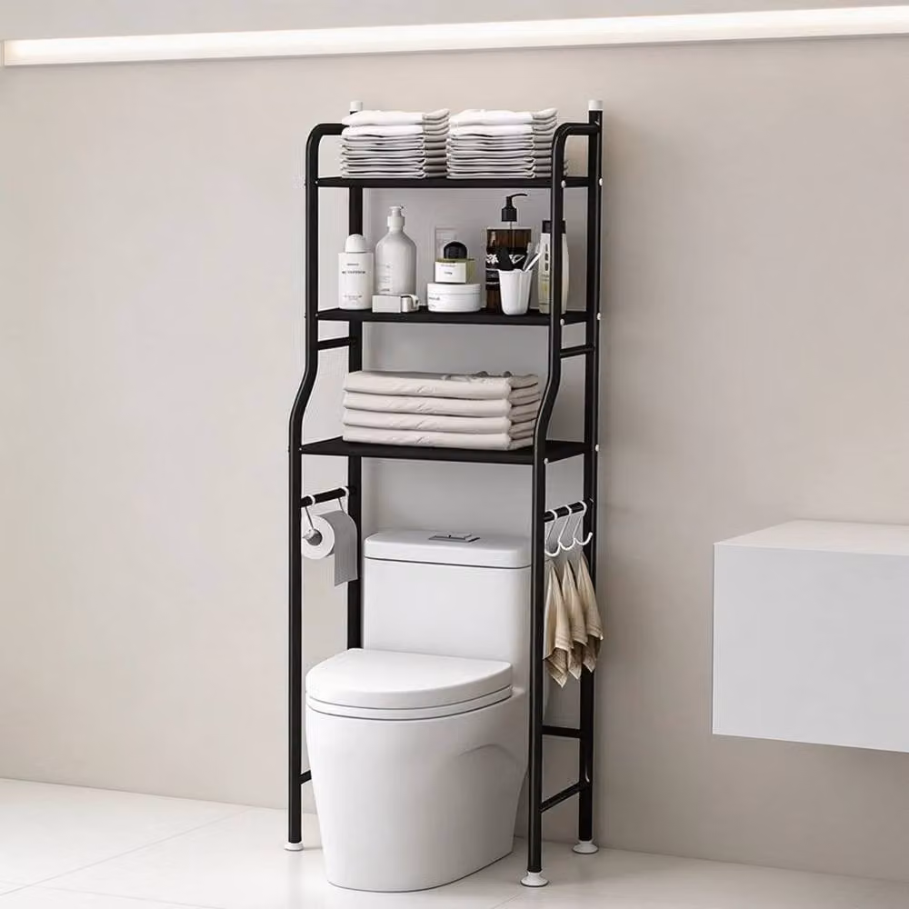 FORGEVIO Black 3-Tier Freestanding Metal Over Toilet Storage Rack – 1