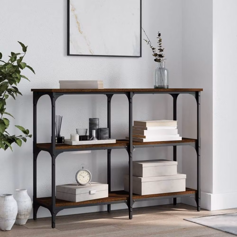 Berkfield Home Console Table in Brown Oak, W/D/H: 100 x 29 x 75 cm – 2
