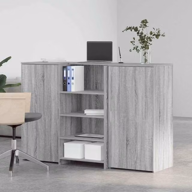 Berkfield Home Grey Sonoma Reception Desk, W/D/H: 155 x 50 x 103.5 cm