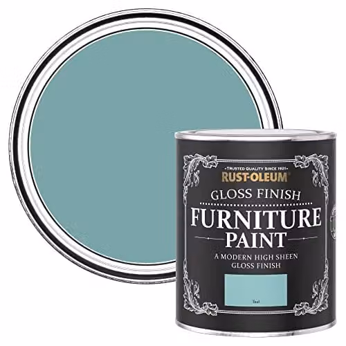 Rust-Oleum Petrol Blue Gloss Water-Based Furniture and Skirting Board Paint, 0.75 l – 1