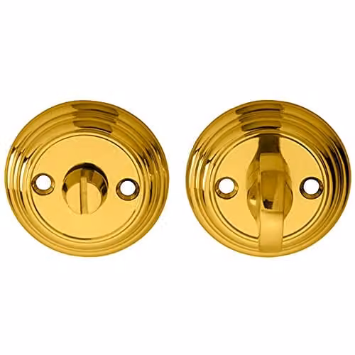 Loops Bathroom Thumbturn and Release Handle with Reeded Design in Polished Brass