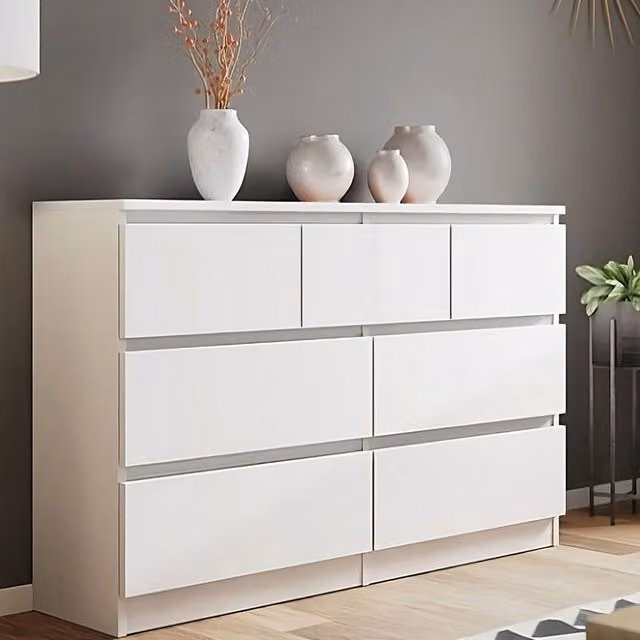 LUXURY LIFE Carlton Matt 7 Drawer Chest of Drawers in White