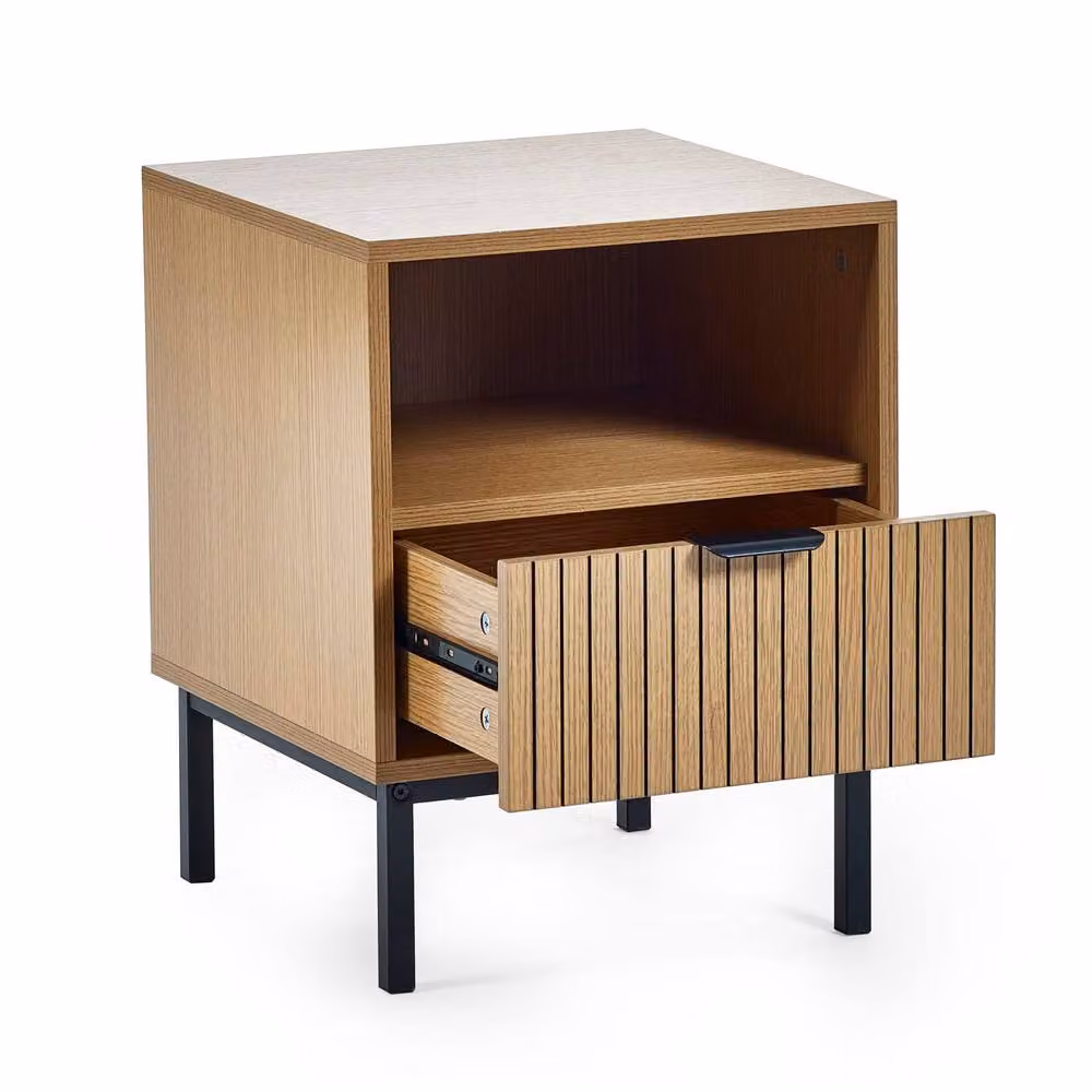 Cheshire Suri Modern Square Wood Side Table in Beige – 2