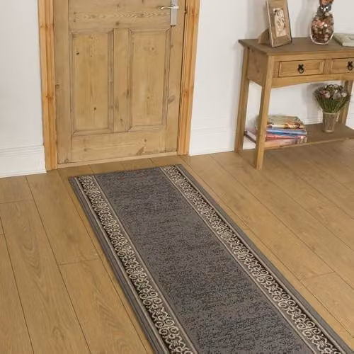 runrug Ethnic Tribal Hallway Runner Rug in Grey, W: 80 cm, L: 240 cm – 1