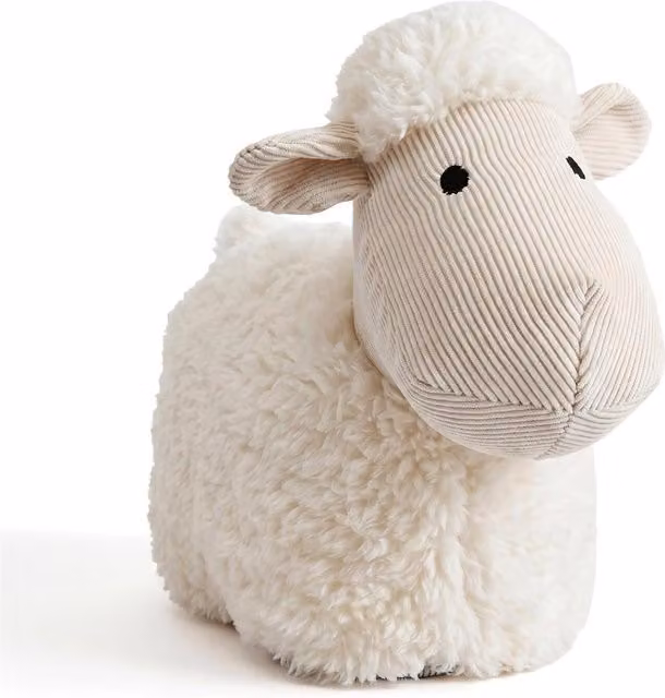 GEEZY Fluffy Sheep Cuddly Doorstop in Beige and White