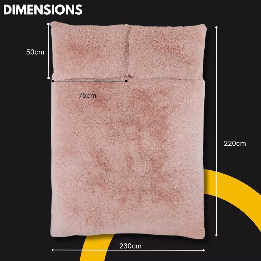 Smart Living Luxury Long Pile Faux Fur Duvet Cover and Pillowcases, Pink, W/D/H: 230 x 220 x 180 cm – 2