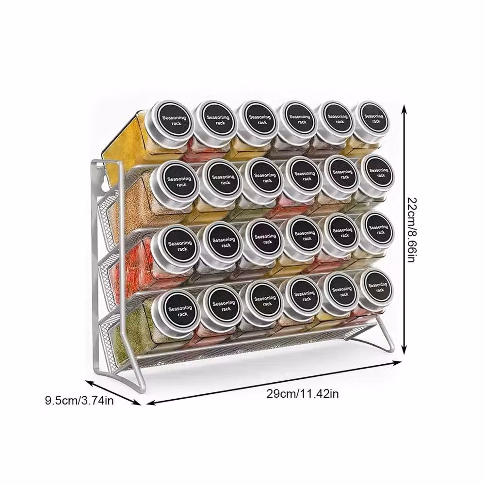 Havendro 4 Tier Wall Mounted Metal Spice Storage Rack Organizer in Silver – 2