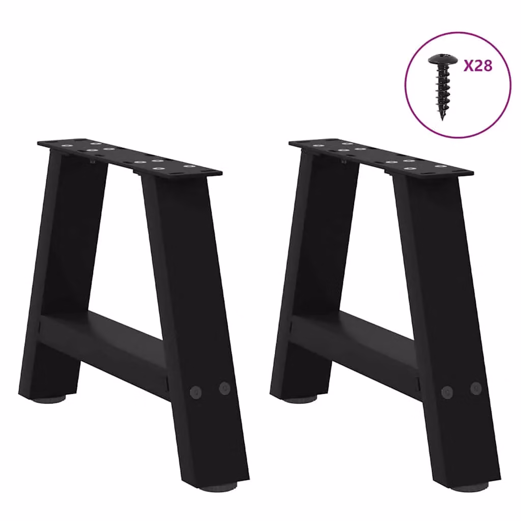 Berkfield Home A-Shaped Coffee Table Legs, 2 Piece Set, Black Steel, H: 50 cm, W: 30-31 cm – 2