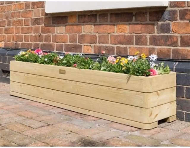Cheshire Pressure Treated Wooden Patio Planter Tub in Brown and Beige