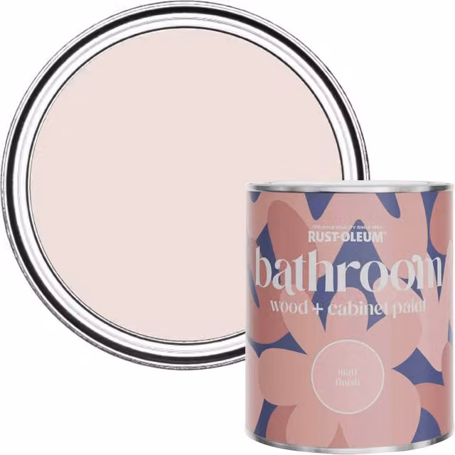 Rust-Oleum Pink Moisture Resistant Matt Bathroom Wood and Cabinet Paint, Elbow Beach 750ml
