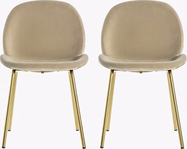 Perch & Parrow Ella Velvet Dining Chairs in Beige, Set of Two