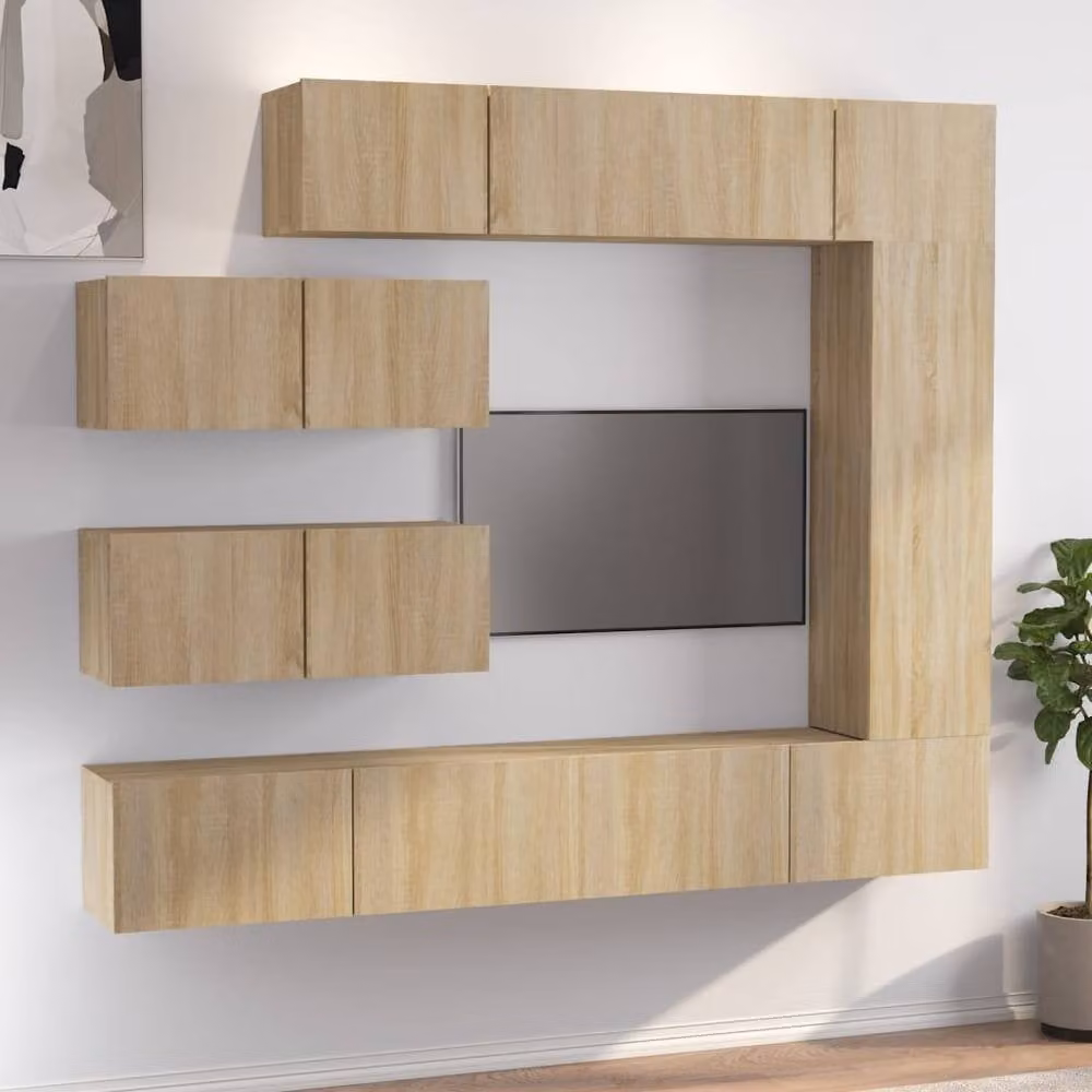 Berkfield Home 7 Piece Sonoma Oak TV Cabinet Set in Light Oak – 2