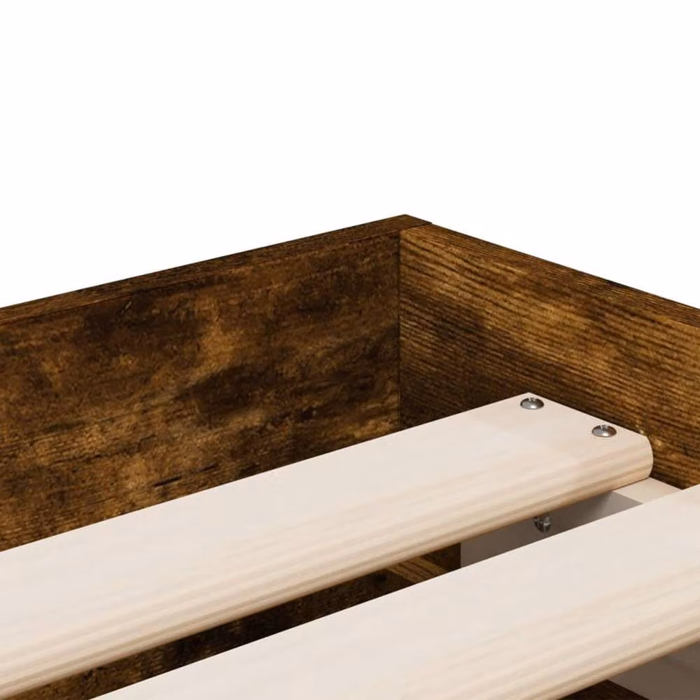 Berkfield Home Small Single Bed Frame with Drawers in Smoked Oak Brown, W: 75 cm, L: 190 cm – 4