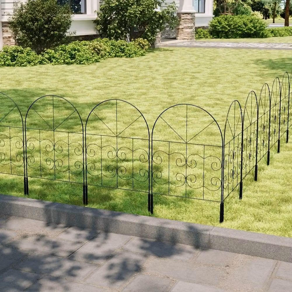 NESTLUNE 5x Rustproof Metal Garden Fence Panels in Black, H: 100 cm, W: 15 cm – 3