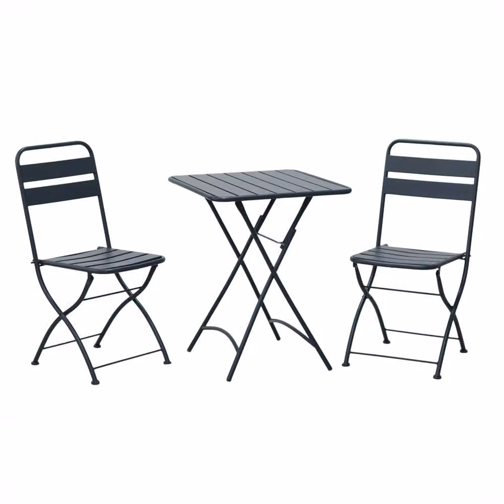 Artemis Home Colourways Vibrant Folding Patio or Balcony Set in Matt Black – 3