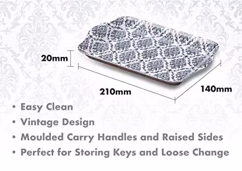 St Helens Home & Garden Melamine Serving Tray with Handles, Grey, W: 21 cm, D: 14 cm, H: 14 cm – 3