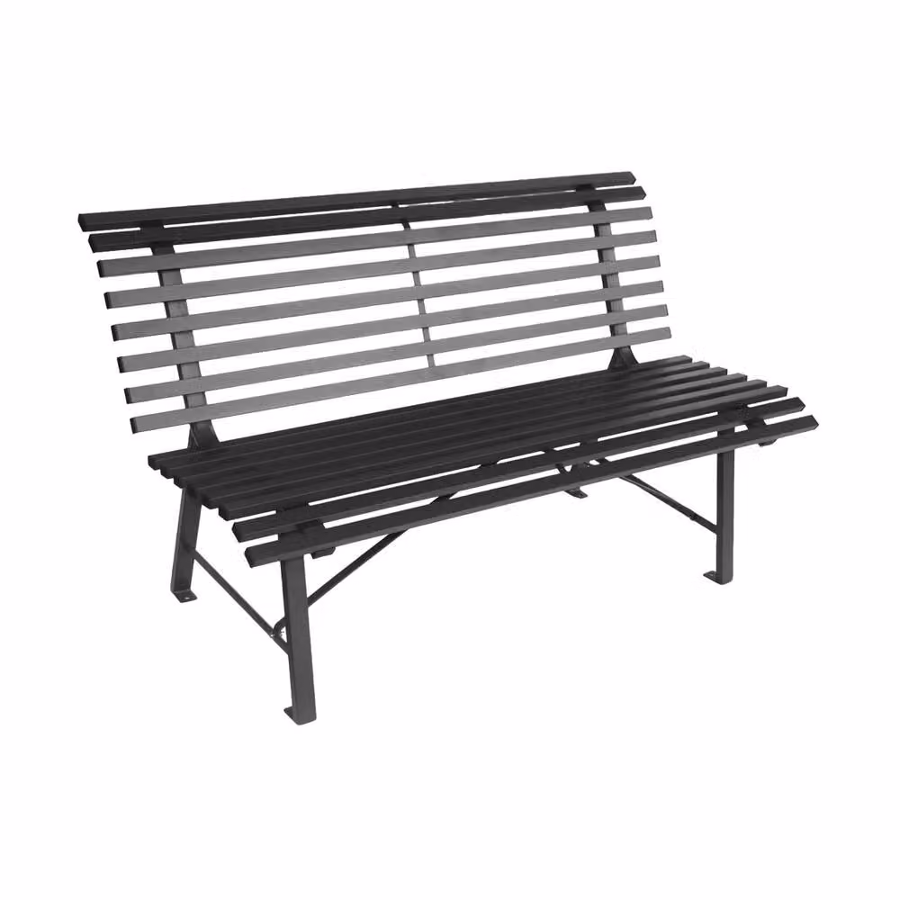 sweeek 2-Seater Steel Garden Bench in Anthracite Grey, W/D/H: 120 x 40 x 81.5 cm – 2