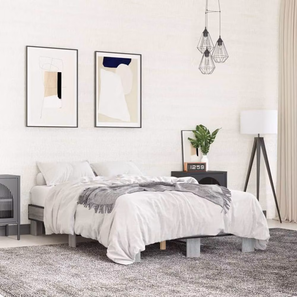 Berkfield Home Durable Bed Frame in Grey, W: 140 cm, L: 200 cm – 2
